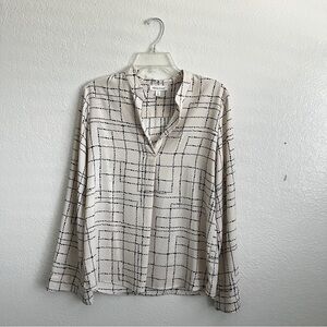 Prologue Cream and Black Grid Blouse